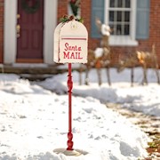 Zaer Ltd International 42" Tall Standing "Santa's Mail" Christmas Mailbox with LED Wreath in Ant. White ZR361849-AW