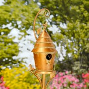 Zaer Ltd International Pre-Order: 69.75" Tall Antique Copper Saran Birdhouse Stake "Mary" ZR192025-A