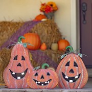 Zaer Ltd. International Set of 3 Metal Jack-O-Lantern Candleholder Decorations ZR090340-SET