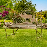 Zaer Ltd International Classic Iron Bench with Elk & Evergreen Silhouette "The Highlands" ZR220861-GR