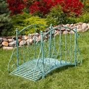 Zaer Ltd International 5ft. Long Antique Style Iron Garden Bridge in Rusty Blue "Paris 1968" ZR140960-BL