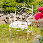 Zaer Ltd International "Gaia" Iron Garden Armchair in Antique White ZR180493-AW