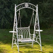 Zaer Ltd International "New York" Iron Swing Chair in Antique White ZR090505-AW