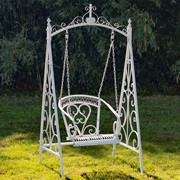 Zaer Ltd International "Bordeaux" Iron Swing Chair in Antique White ZR130511-AW