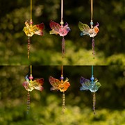 Zaer Ltd. International Five Tone Hanging Acrylic Robin Ornament with Beaded Tassel in 6 Assorted Colors ZR505417