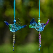 Zaer Ltd. International Short Acrylic Blue Jay Ornaments with Beaded Tassel in 2 Asst Color Combinations ZR511217