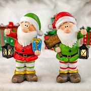 Zaer LTD. International Set of 2 Christmas Gnomes with Lanterns & Merry Christmas Sign ZR200399