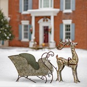 Zaer Ltd. International Large Galvanized Reindeer and Sleigh  Decoration ZR882000