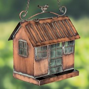 Zaer Ltd. International Hanging Iron Bird Feeder with Antique Copper Finish "Cottage" LS213033