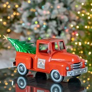 Zaer Ltd. International Iron Christmas Old Style Truck with Tree in Glossy Red ZR201160-RD