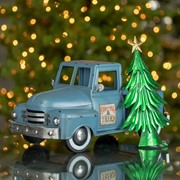 Zaer Ltd. International Iron Christmas Old Style Truck with Tree in Antique Blue ZR201160-BL