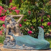 Zaer Ltd International 36" Long Mermaid Reclining on Rock MGO Garden Statue in Antique Bronze "Camree" ZR341036-BZ