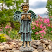 Zaer Ltd International 39" Tall Magnesium Angel Statue Reading a Book in Antique Bronze "Symone" ZR341639-BZ