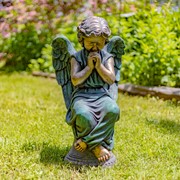 Zaer Ltd International 28" Tall Magnesium Angel Statue Sitting and Praying in Antique Bronze "Evie" ZR311828-BZ