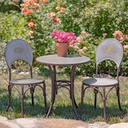 Zaer Ltd. International Three Piece Round Top Galvanized Bistro Set "Tbilisi 1918" ZR134036-GVS