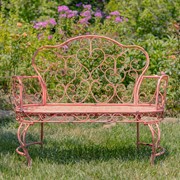 Zaer Ltd. International Esme Iron Garden Bench with Heart Designs in Pink "Paris 1968" ZR200485-PK