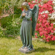 Zaer Ltd International Pre-Order:47" Tall Standing Magnesium Angel Holding Heart in Bronze "Evangeline" ZR228647-BZ