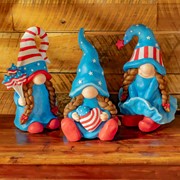 Zaer Ltd. International "The Americanas" Set of 3 Assorted Lady Patriot Garden Gnomes ZR218100-SET