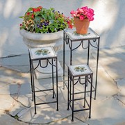 Zaer Ltd. International "Marisol" Set of 3 Square Nesting Iron Mosaic Plant Stands ZR842945