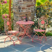 Zaer Ltd. International "Le Chardenoux 1908" Three Piece Metal Bistro Set in Flamingo Pink ZR200502-3-PK