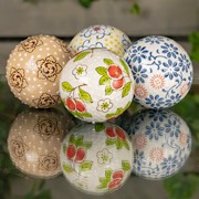 Zaer Ltd International Set of 4 Assorted 4" Round Ceramic Sailor Balls "Hinami" - Natural Tones ZR088205