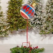 Zaer Ltd. International 42.5" Tall Multi-Colored Christmas Ball Ornament Metal Garden Stake ZR210602