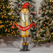 Zaer Ltd. International 25.5" Tall Galvanized Santa Claus Figurine with Merry Christmas Sash ZR191188