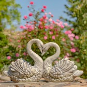 Zaer Ltd International Pre-Order: 13.78" Tall Kissing Swan Couple Planter "Kurt and Goldie" ZR204710