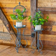 Zaer Ltd. International Pre-Order: Set of 2 Victorian Style Iron Birdcage Planters in Blue "London 1820" ZR200525-BL