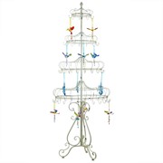 Zaer Ltd. International 85" Tall Elegant Metal Display Stand with Hooks in Antique White "London 1820" ZR200526-AW