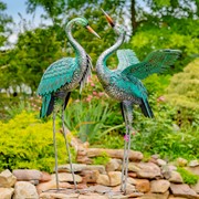 Zaer Ltd. International Set of Two 44.5" Tall Metallic Iron Heron Garden Figurines ZR218215-SET