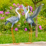 Zaer Ltd. International Set of Two 36.5" Tall Great Blue Heron Iron Garden Figurines ZR217090-SET