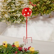 Zaer Ltd. International 26" Tall Red & White Polka Dot Christmas Ball Ornament Metal Garden Stake ZR210603