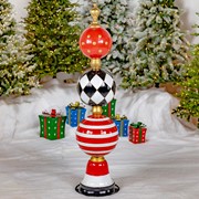 Zaer Ltd. International 5.6ft. Tall Iron Christmas Ornament Decorative Display Tower in Red/Black/White ZR220424