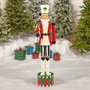 Zaer Ltd International 65" Tall Standing Iron Nutcracker with Candy Cane & LED Lights "Christopher" ZR220430