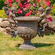 Zaer Ltd. International 36.5" Tall Large Magnesium Urn with Cherubs in Antique Bronze "Amorini" ZR410360-BZ