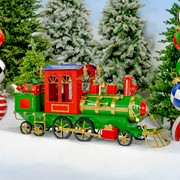 Zaer Ltd. International 5.85ft. Long Medium Christmas Train with Cart & Lanterns "Blessed Bullet" ZR200555-RG