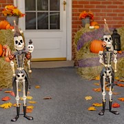 Zaer Ltd International Pre-Order: 36" Tall Set of 2 Small Halloween Skeleton Soldiers Holding Staffs ZR983490-SET