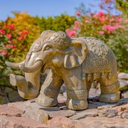 Zaer Ltd International Magnesium Boho Elephant Statue in Frosted Gold ZR180388-FG