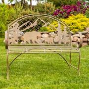 Zaer Ltd International Round Top Bench with Grizzly Bear & Mountain Silhouette "Yellowstone" ZR220862-GR