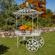 Zaer Ltd. International "La Rochelle" Parisian Flower Cart with Fleur-de-lis Details in White ZR200424-AW