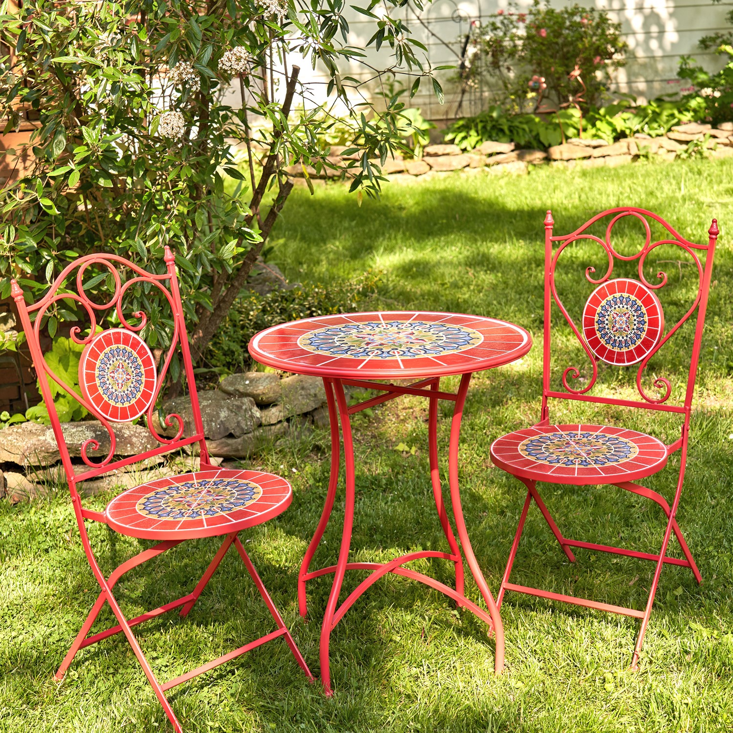 red mosaic bistro table