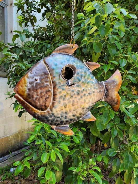 Galvanized Hanging Coastal Birdhouse - Fish