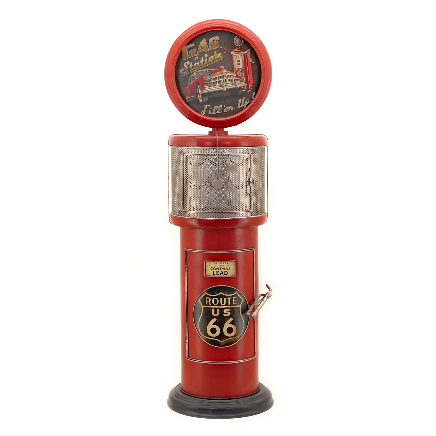 Zaer Ltd. International 70.5" Tall Old Style Gas-Pump-Shaped Wine Rack in Red "Route 66" ZR550440