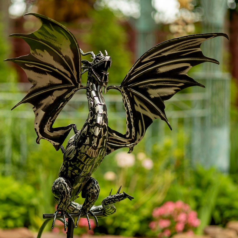 Zaer Ltd International Pre-Order: 84.75" Tall Iron Dragon Swing Stake "Dayfyre" ZR191048