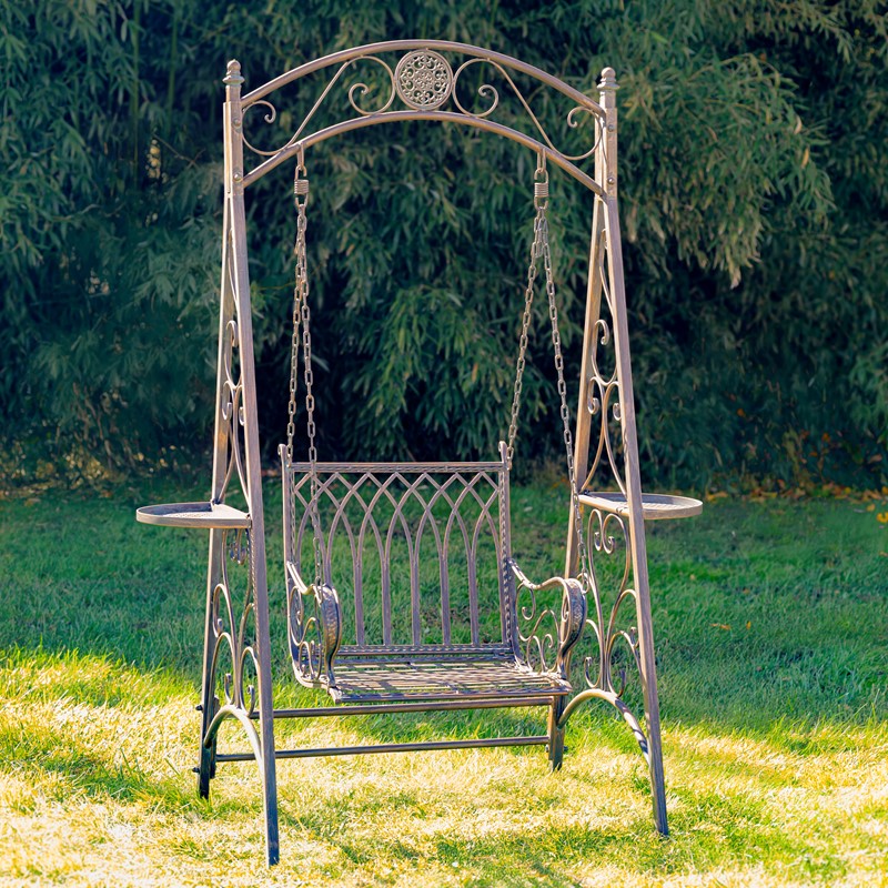 Zaer Ltd International "New York" Iron Swing Chair in Antique Bronze ZR090505-BZ