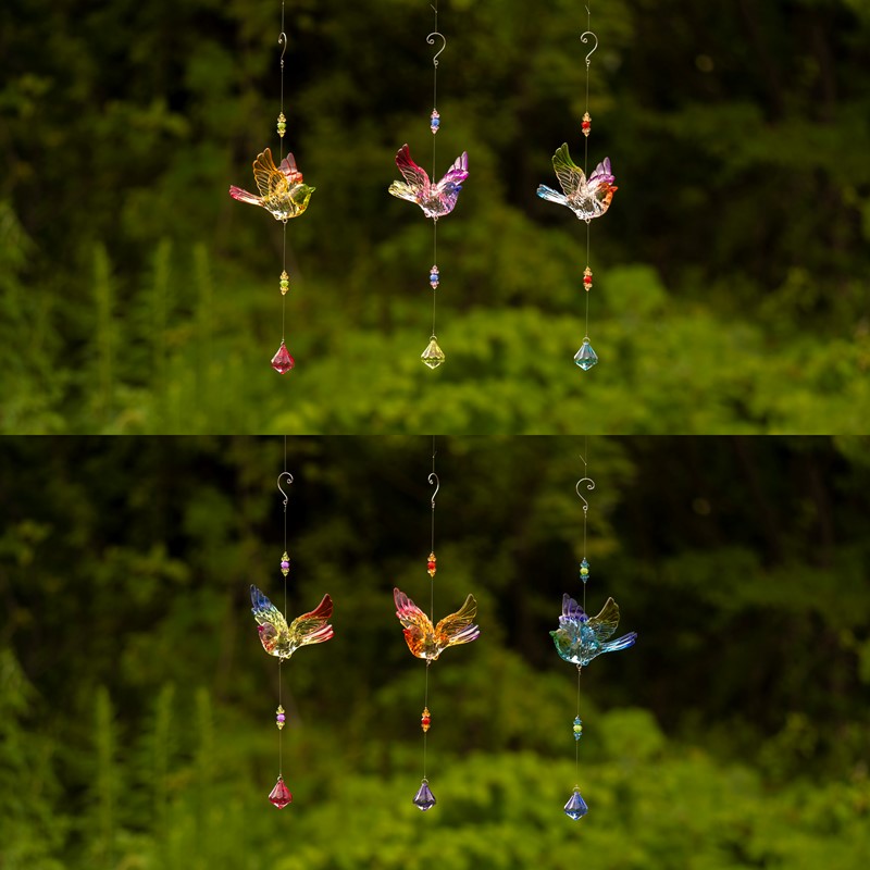 Zaer Ltd. International Five Tone Hanging Acrylic Chickadee Ornament with Diamond Dangle in 6 Asst Color ZR503217