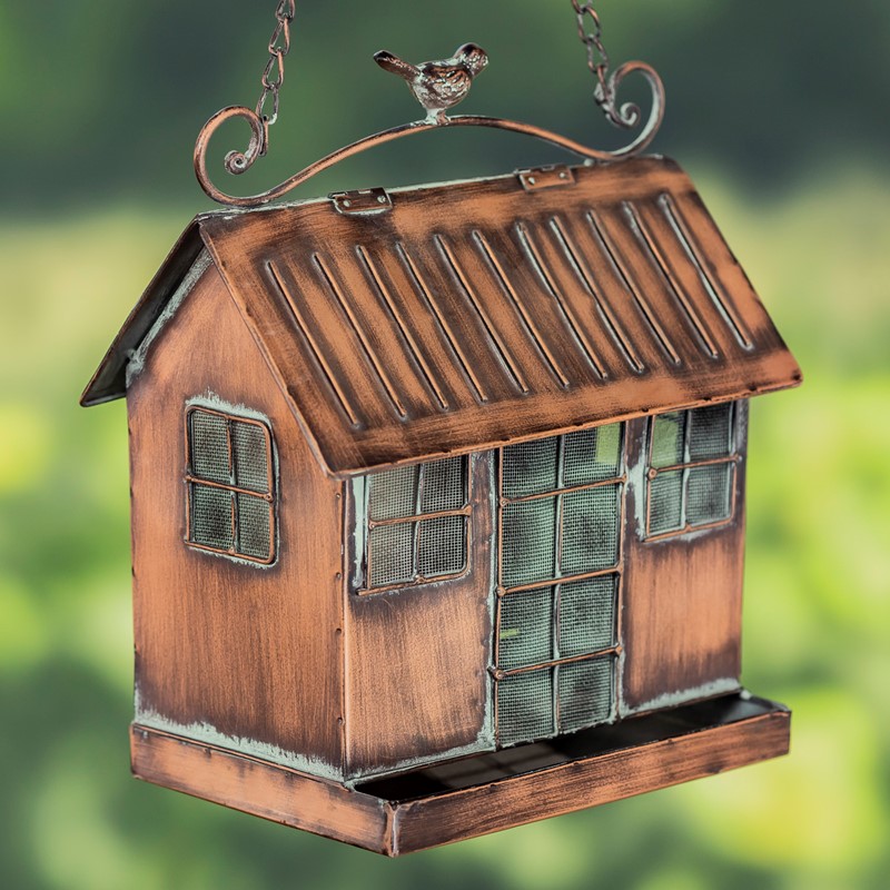 Zaer Ltd. International Hanging Iron Bird Feeder with Antique Copper Finish "Cottage" LS213033