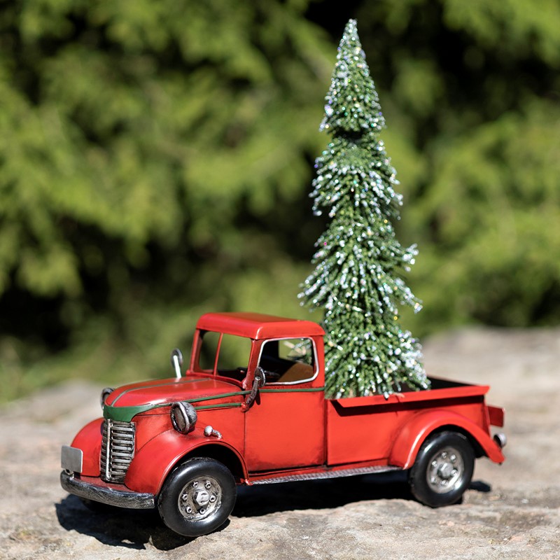 Zaer Ltd International 12.5" Country Style Red Pickup Truck with Christmas Tree ZR371100-XMAS