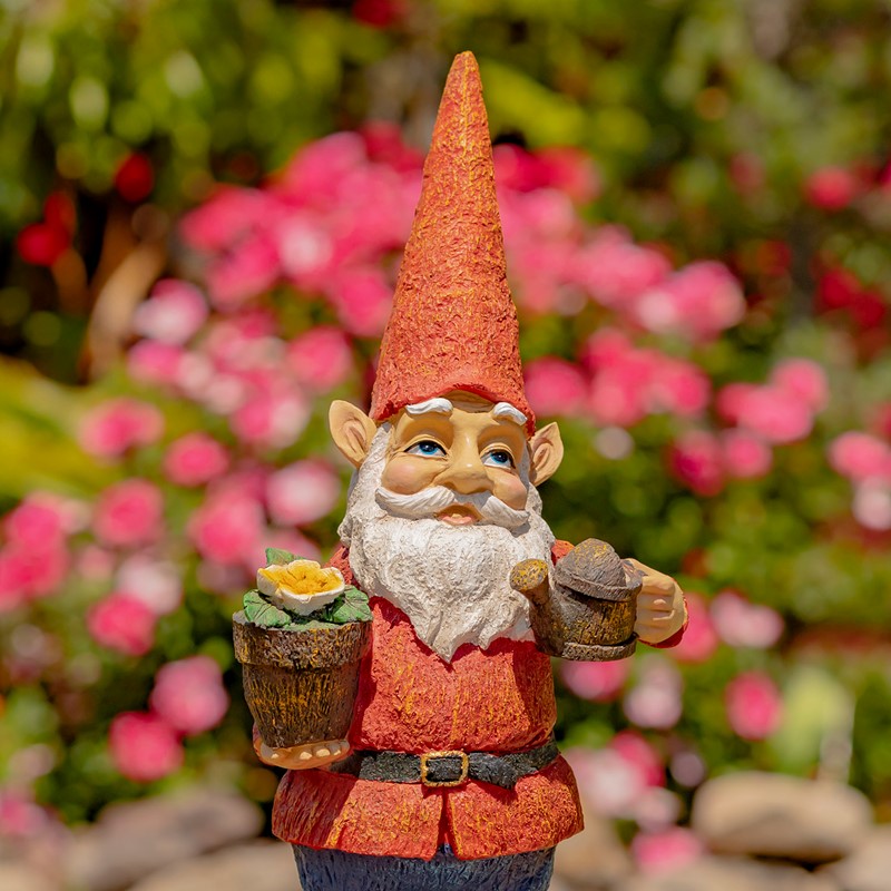 Zaer Ltd. International 20.5" Tall Spring Gnome Garden Statue with Flower Pot and Water Can ZR244521